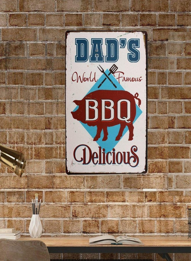 SUMIK Dad's BBQ Delicious, Metal Tin Sign, Vintage Art Poster Plaque Kitchen Home Wall Decor - Image 2
